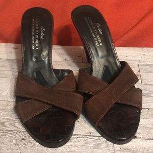 DONALD PLINER BROWN LEATHER 7.5